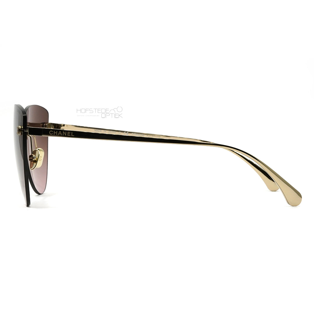 CHANEL Sunglasses Cat Eye Brown Gradient Lens Rimless Gold Metal Titanium  4273T at 1stDibs